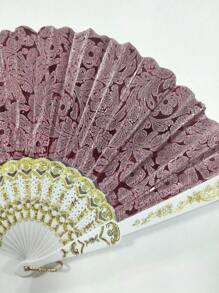 Hand Fans Portable For Summer Daily Use Boho - Burgundy - View 2