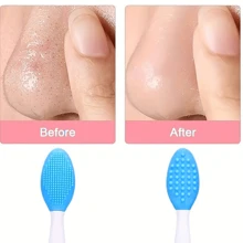 Cepillo de silicona para limpiar los puntos negros de la nariz, cepillo exfoliante de doble cara suave, herramienta de masaje áspera para el cuidado de la piel facial, limpieza facial para hombres y mujeres, incluye bolsa organizadora y almacenamiento