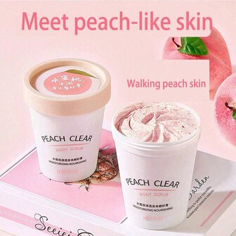 1瓶200克桃子沐浴鹽,去角質鹽磨砂,有助於角質增生,冰淇淋鹽磨砂,去除死皮,提亮肌膚色澤