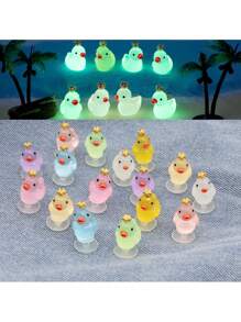 16pcs Luminous Cute Colorful Mini Crown Duck Shoe Charms For Sandals Clogs, Shoe Decorations DIY Accessories - Mixed Colors - View 1