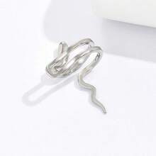 1pc Snake Shaped Ear Cuff & Stud For Non-Pierced Ears, Women's Creative Animal Design, 3d Serpentine Ear Hook - Gold - View 6