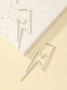 1pair Fashionable Hip-Hop & Punk Style Lightning Bolt Ear Cuff For Women Suitable For Daily Wear, Parties, Events, Festival Gift For Girlfriend - Silver - View 3