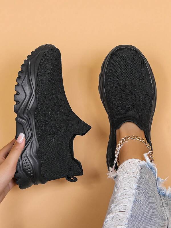 Ladies' Four Seasons Casual Sports Shoes, Breathable, Fashionable With Slip-On Socks Shoes