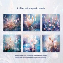 30入組星空情書系列復古幻想背景紙,diy手帳材料包,適合喜歡裝飾手帳的女孩 - 彩色 - 查看 8