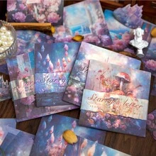 30入組星空情書系列復古幻想背景紙,diy手帳材料包,適合喜歡裝飾手帳的女孩 - 彩色 - 查看 4