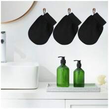 4入組去角質手套,身體去角質手套,雙面身體擦洗手套,去除死皮手套,深層身體擦洗女性和男性沐浴去角質淋浴手套(黑色) - 黑色 - 查看 7