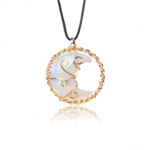 42mm Wrapped Dây điện Mặt trăng Hình dạng Vật rủ xuống , Tinh thể tự nhiên Mã não đá Mặt trăng Dây chuyền , DIY Mặt trăng Mặt dây chuyền trang sức - mặt dây chuyền lụa mặt trăng - Xem 9