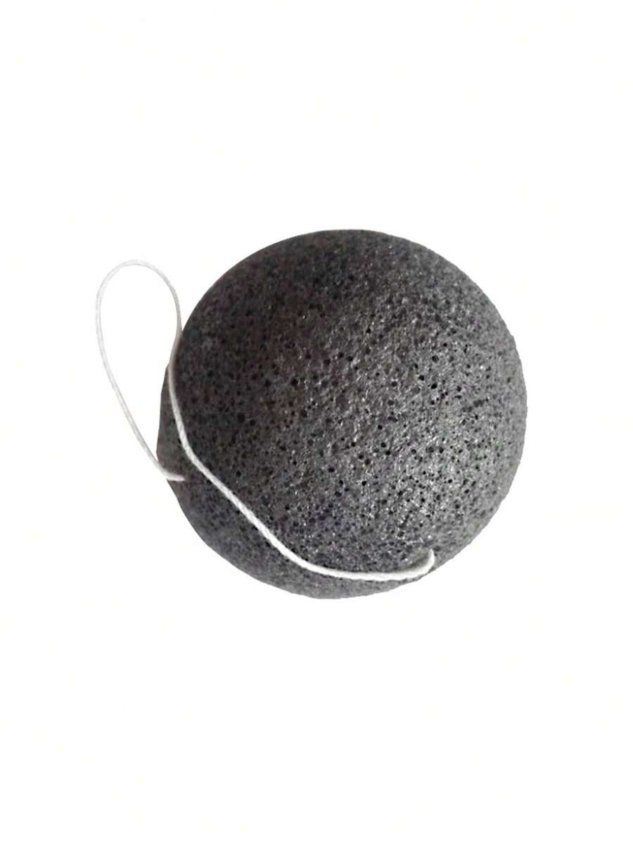 1pc Black Konjac Sponge Facial Cleansing Pad With Soft & Durable