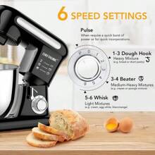 CHEFTRONIC 1pc Stand Mixer, Tilt-Head Mixers, Kitchen Electric Dough Mixer, For Household Aids, 1000W 4qt Stainless Steel Bowl - UK Plug(220-240V) - View 4