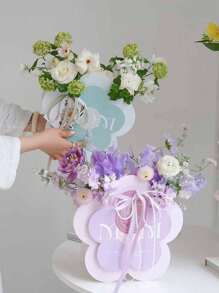 3pcs 3D Flower Gift Box For Mother's Day, Carnation Bouquet Flower Arrangement Box, Creative Gift For Mom - Purple - View 4