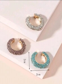 3 cái/bộ Vòng bít tai trang trí bằng đá rhinestone - Nhiều màu - Xem 3