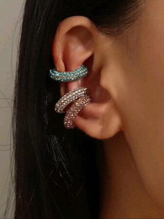 3pcs/set Rhinestone Decor Ear Cuff