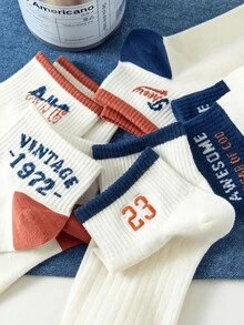 5 Nam Đơn giản Nối Màu sắc In thư Cắt thấp Vô hình Vớ hình thuyền - Nhiều màu - Xem 4