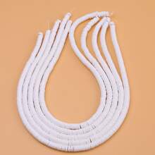 5股6mm白色聚合物粘土珠子DIY首飾配件