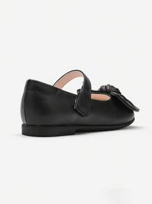 Balabala Mary Jane Flats - Cute Bow Decor Adjustable Strap Dress Shoes For Kids - Black - View 5
