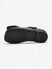 Balabala Mary Jane Flats - Cute Bow Decor Adjustable Strap Dress Shoes For Kids - Black - View 7