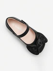Balabala Mary Jane Flats - Cute Bow Decor Adjustable Strap Dress Shoes For Kids - Black - View 8