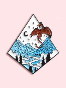 1個山峰＆星星＆月亮主題的個性化搪瓷胸針,適合衣服、袋子、牛仔外套上的胸章 - 彩色 - 查看 4