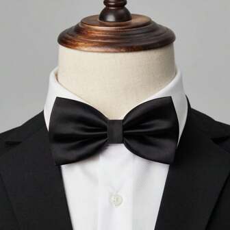 1 件男士纯色商务领结，配有可调节夹扣领口配饰，非常适合婚礼派对或伴郎男士领带