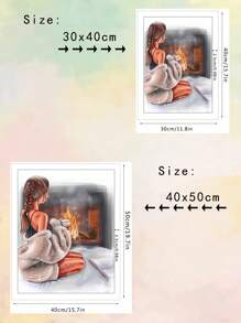 Cô gái Giữ Cà phê DIY Tranh kim cương , Nhà  Đồ trang trí , Thủ công Vật rủ xuống , Giường đôi Máy khoan Tròn Kim cương Thêu , Creative Khâu chéo , Thiết kế Hoạt hình , Qủa tặng Làm - Nhiều màu - Xem 2