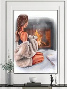 Cô gái Giữ Cà phê DIY Tranh kim cương , Nhà  Đồ trang trí , Thủ công Vật rủ xuống , Giường đôi Máy khoan Tròn Kim cương Thêu , Creative Khâu chéo , Thiết kế Hoạt hình , Qủa tặng Làm - Nhiều màu - Xem 3