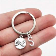 1pc A-Z Letter Keychain, Friendship Pact Silver Alloy Keyring Accessory, Gift For Women/Girls, Car Accessories, School Cute Gothic Y2K Style - Silver - View 18