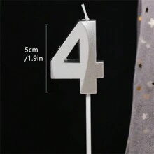 1pc Birthday Candle Numbers, Opera Style 0-9 Numbers Birthday Cake Topper, Suitable For Birthday Parties And Wedding Anniversaries - Silver - View 14