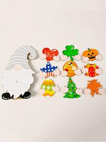 Rudolph Wooden Decoration Set With Replaceable Parts - Multicolor - View 7