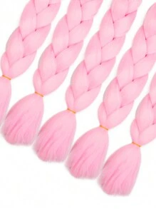1 Large Pack 24 Inch Women's Cosplay Braided Hair Extensions, Deep Pink Fashion Synthetic Hair, Crochet Hair Extensions, Heat Resistant Braided Hair Extensions, Suitable For Halloween, Carnival And Music Festivals - Pink - View 5