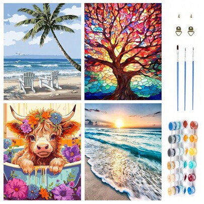 1pc DIY Acrylic Paint By Numbers For Adults On Canvas, Paint By Numbers For Adults Acrylic Kits With Frameless, Painting By Numbers For Adults, Painting Kits, Oil Paint By Number, Hobbies And Crafts For Adults Birthday, Thanksgiving, Christmas Gifts For Mom, Grandma, Neighbors, Friends, Home Decor Set