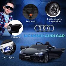 Aosom 12V Kids Electric Ride On Car, Licensed Audi RS E-Tron GT - 黑色 - 查看 6