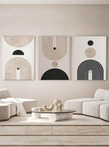 3 tấm áp phích vải canvas đồ họa hình học, nghệ thuật treo tường tối giản, trang trí nhà theo phong cách Bohemian, lý tưởng cho phòng khách, phòng ngủ, văn phòng, nhà bếp, phòng ăn, trang trí tường khách sạn, trang trí phòng, tranh vải canvas phong cách hiện đại, nghệ thuật treo tường, ảnh in, quà tặng không khung - Màu be - Xem 1
