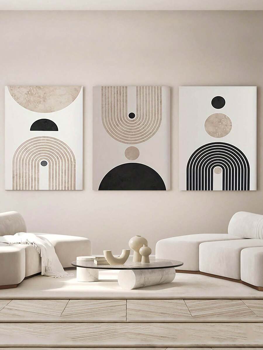 3 tấm áp phích vải canvas đồ họa hình học, nghệ thuật treo tường tối giản, trang trí nhà theo phong cách Bohemian, lý tưởng cho phòng khách, phòng ngủ, văn phòng, nhà bếp, phòng ăn, trang trí tường khách sạn, trang trí phòng, tranh vải canvas phong cách hiện đại, nghệ thuật treo tường, ảnh in, quà tặng không khung - Màu be - Xem 1