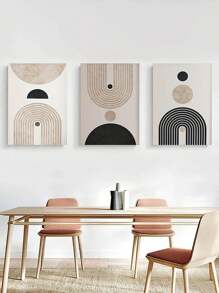 3 tấm áp phích vải canvas đồ họa hình học, nghệ thuật treo tường tối giản, trang trí nhà theo phong cách Bohemian, lý tưởng cho phòng khách, phòng ngủ, văn phòng, nhà bếp, phòng ăn, trang trí tường khách sạn, trang trí phòng, tranh vải canvas phong cách hiện đại, nghệ thuật treo tường, ảnh in, quà tặng không khung - Màu be - Xem 5