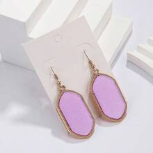 1對時尚幾何耳墜適合女士日常裝飾 - 紫色 - 查看 10