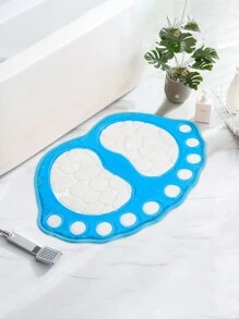 1pc Super Absorbent & Non-Slip Bath Mat, Easy To Clean Pebbles Print Bathroom Mat, Cute Foot Shaped Memory Foam Area Rug - Coffee Brown - View 5