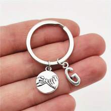 1pc A-Z Letter Keychain, Friendship Pact Silver Alloy Keyring Accessory, Gift For Women/Girls, Car Accessories, School Cute Gothic Y2K Style - Silver - View 5