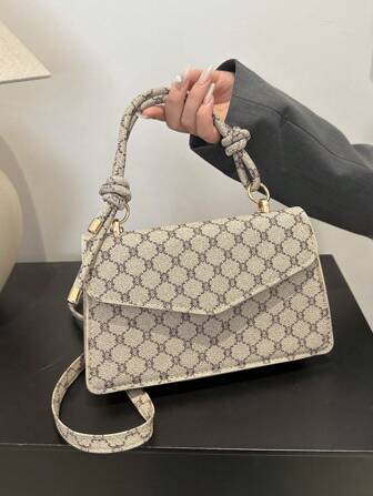 Modische kontrastierende geometrische Muster Schulter Umhängetasche mit einer umklappbaren kleinen quadratischen Tasche, geeignet für Damenkuriertaschen, Geldbörsen, Einkaufen