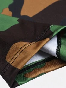 KOVSEE 男友风格男士绿色迷彩印花字母提花腰带篮球运动压缩裤，高弹力透气