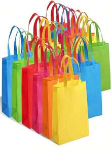6/10Pcs, Reusable Non-Woven Party Favor Bag, Tote Bags Bulk With Handles Rainbow Goodies Gift Bags For Birthday Wedding Party Valentine Day