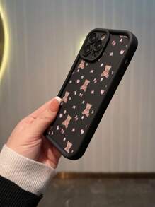 Compatible With IPhone Bow 1pc Black Bamboo Bear Compatible With IPhone Case Compatible With 15promax/15plus/15pro/15/14/13, 12paomax/11/12, Pink Heart & Butterfly Decor Fully Wrapped Protective Case For Women