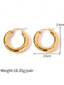 Stainless Steel Golden Hoop Earrings, Fashionable Minimalist Titanium Steel Stud Earrings For Women