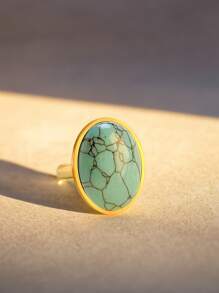 1 件夸张仿珍珠戒指不锈钢电镀金黄色时尚开口可调节防水 - 大珍珠款 - 查看 5