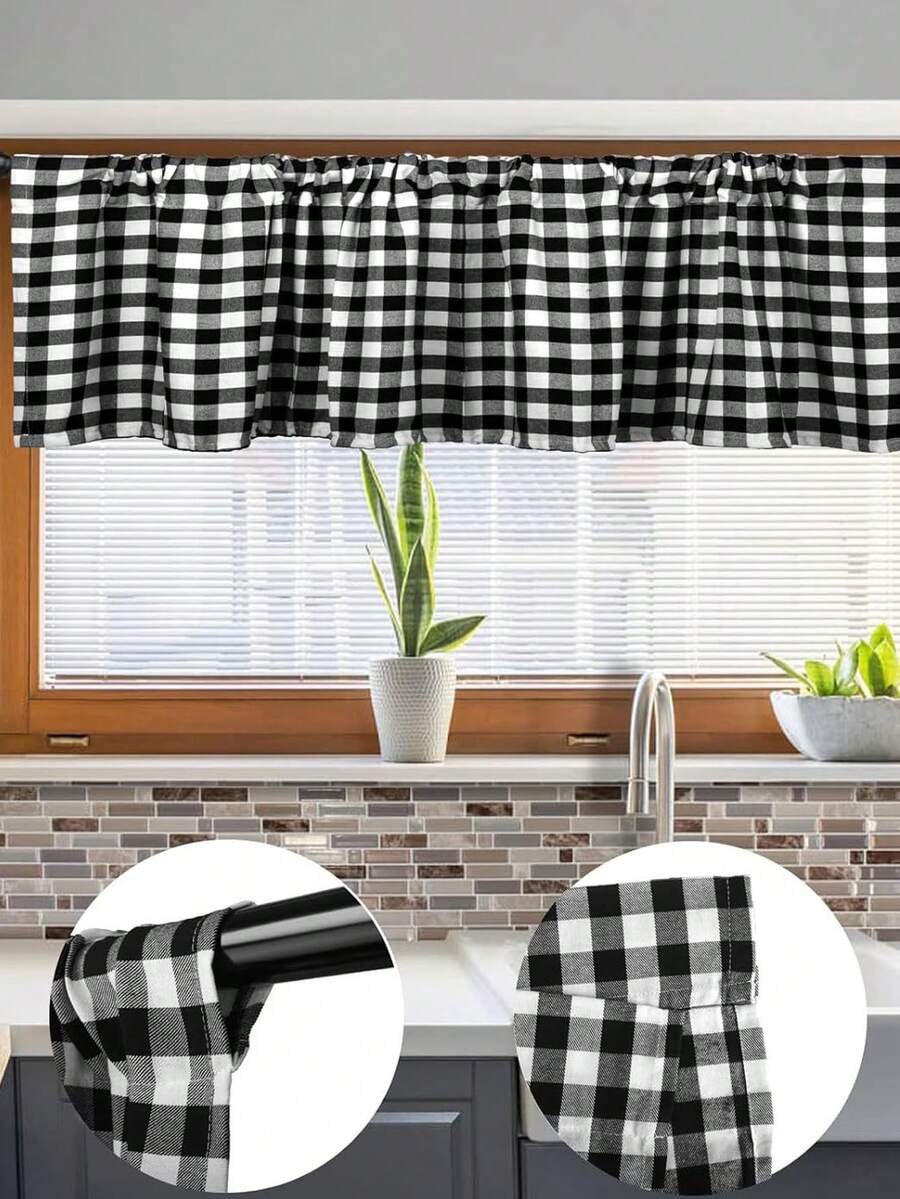 1 Máy Tính Nhỏ Màn Cà Phê Màn Lưới Họa Tiết Nhỏ Màn Phòng Tắm Giặt Tầng Hầm Máy Giặt Tủ Bếp Cửa Sổ - Đen và trắng - Xem 1