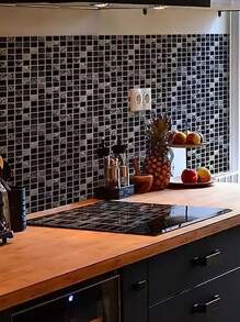 10pcs Self-Adhesive Kitchen Mosaic Tile Sticker Splashback Decoration Bathroom Adhesive Wall Vinyl Waterproof PVC Wallpaper Panel