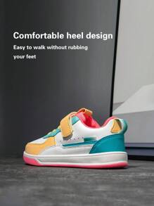 1pair Kids' Sport Shoes, Breathable, Elastic, Soft, Shock-Absorbing, Quick-Dry, Lightweight, Water-Resistant, -Resistant, Wear-Resistant, Splice Genuine Leather Upper, Boy & Girl Casual Street Style, Suitable For Running, Walking, Campus Style