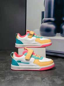 1pair Kids' Sport Shoes, Breathable, Elastic, Soft, Shock-Absorbing, Quick-Dry, Lightweight, Water-Resistant, -Resistant, Wear-Resistant, Splice Genuine Leather Upper, Boy & Girl Casual Street Style, Suitable For Running, Walking, Campus Style