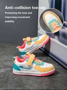 1pair Kids' Sport Shoes, Breathable, Elastic, Soft, Shock-Absorbing, Quick-Dry, Lightweight, Water-Resistant, -Resistant, Wear-Resistant, Splice Genuine Leather Upper, Boy & Girl Casual Street Style, Suitable For Running, Walking, Campus Style