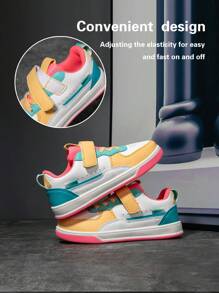 1pair Kids' Sport Shoes, Breathable, Elastic, Soft, Shock-Absorbing, Quick-Dry, Lightweight, Water-Resistant, -Resistant, Wear-Resistant, Splice Genuine Leather Upper, Boy & Girl Casual Street Style, Suitable For Running, Walking, Campus Style
