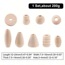 50-200g Natural Maple Wood Round Beads 3-28mm, Handmade Unfinished Wood Beads For DIY Jewelry Making - Wood Color - View 6